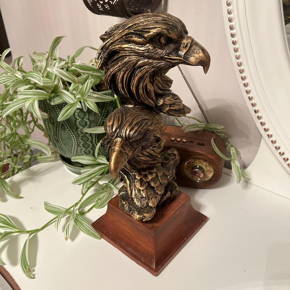 Bronze Eagle Statue With Wooden A087 3