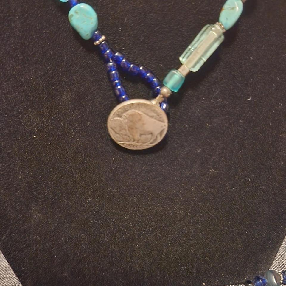 Turquoise And Blue Glass Bead De95 4
