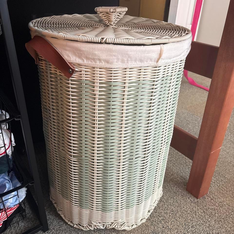 Whitegreen Wicker Laundry Basket With Ddf5