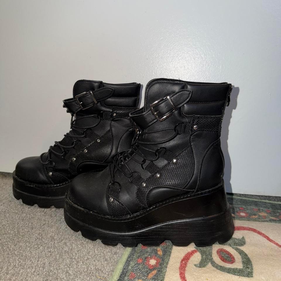 Black Leather Platform Boots Goth 55f5