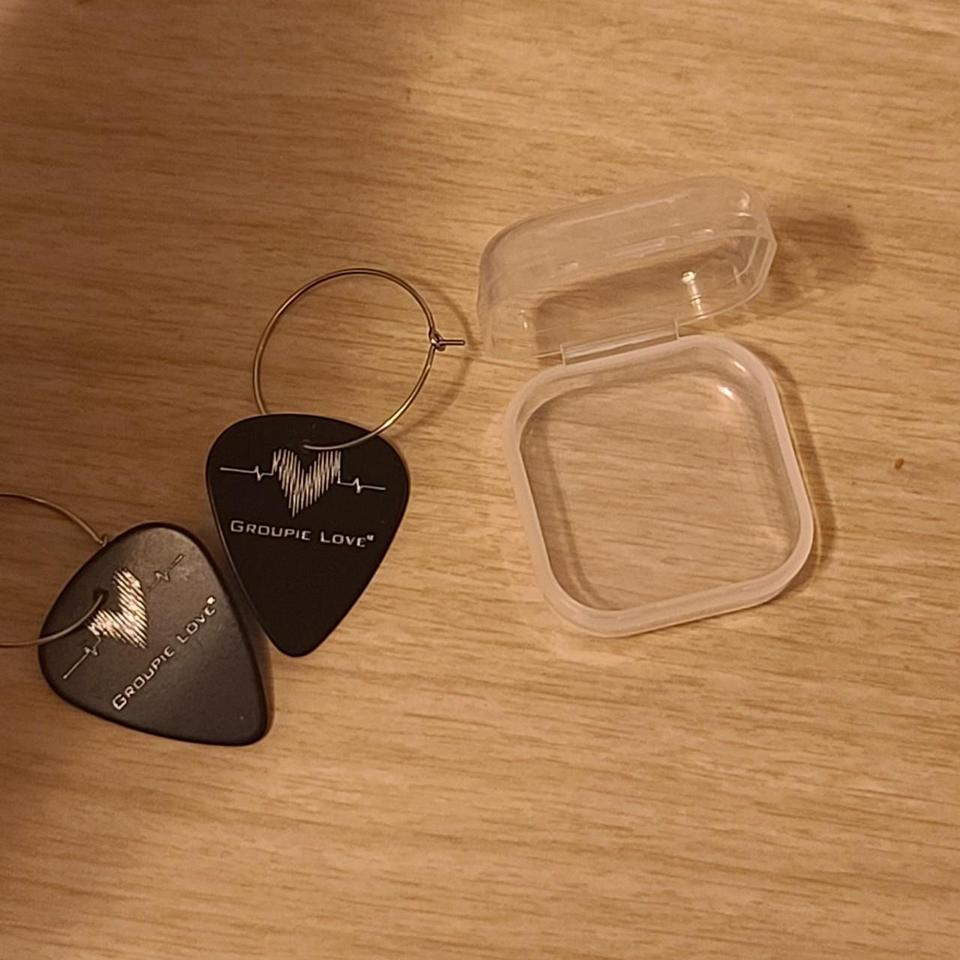 Black Guitar Pick Earrings Edgy