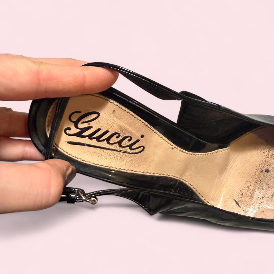 Gucci Patent Leather Sling Back Aa64 2