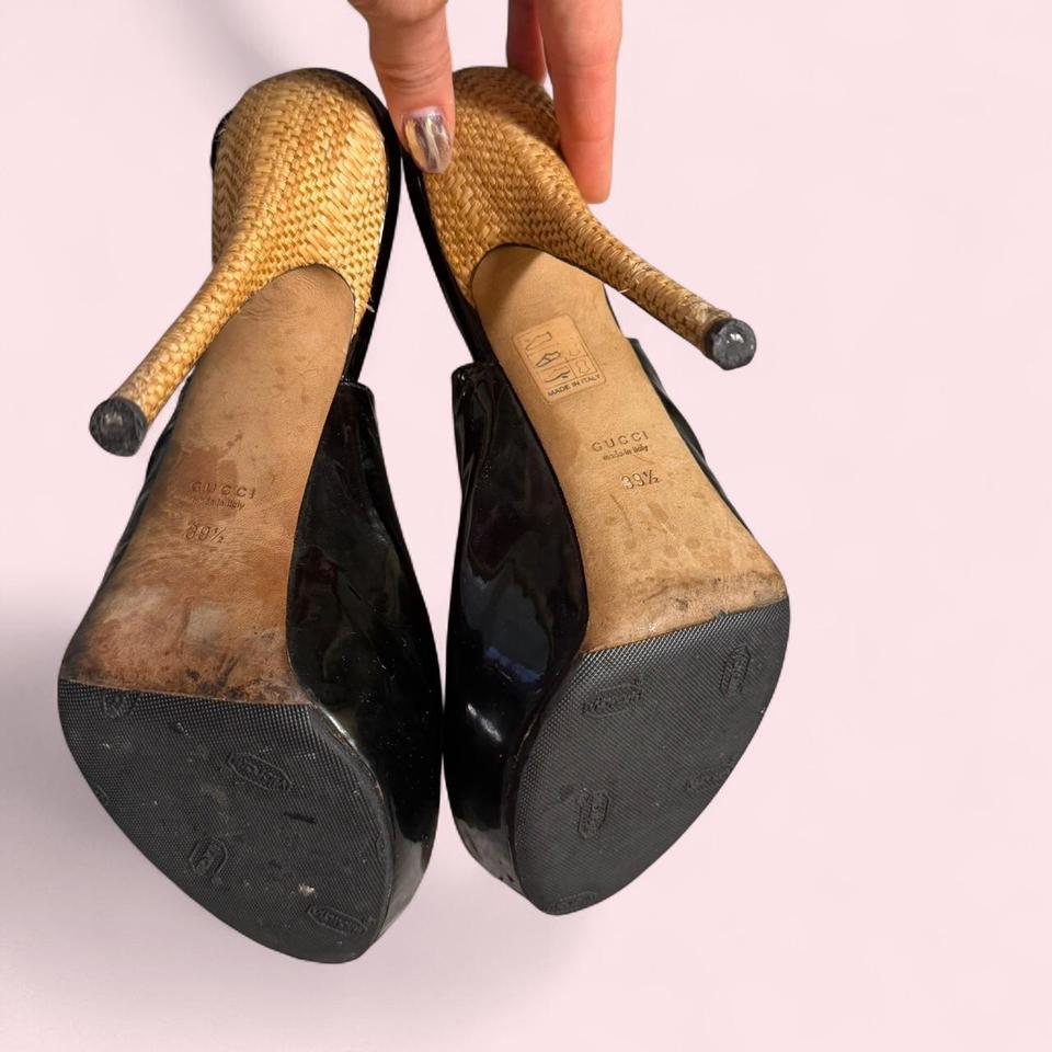 Gucci Patent Leather Sling Back Aa64 5