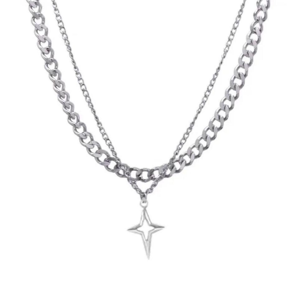 Double Layered Titanium Steel Star Necklace B4d1 2