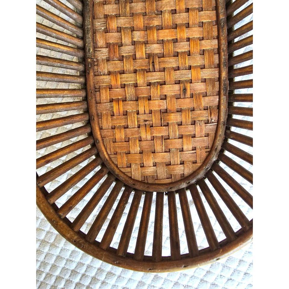 Vintage Wooden Rattan Woven Basket 7