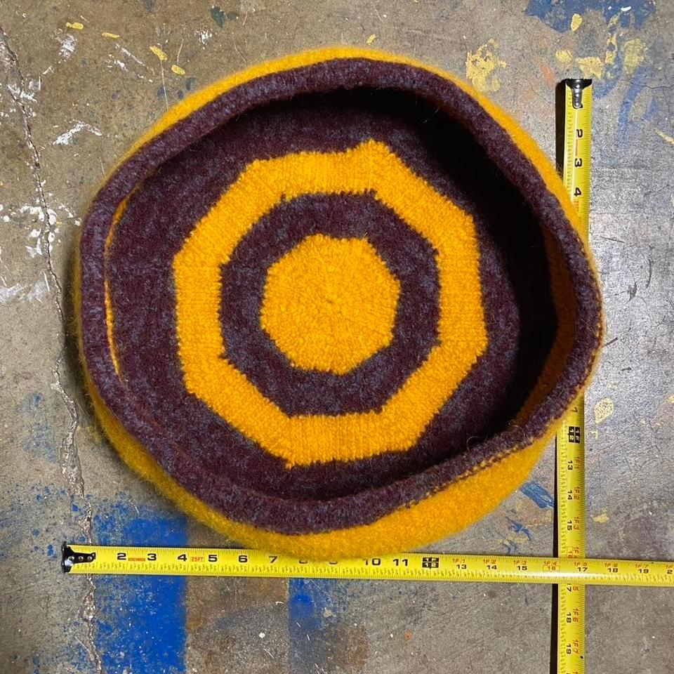 Yellow Maroon Wool Cat C074