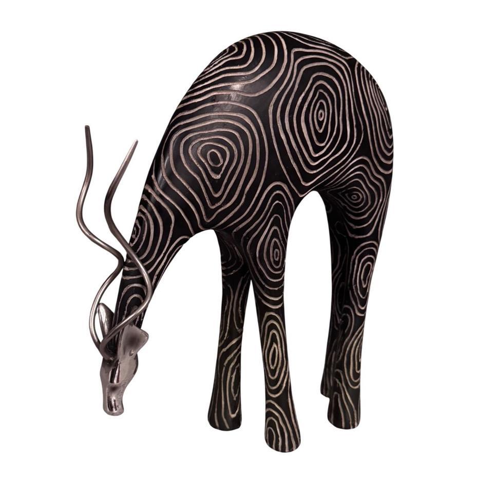Modernist Carved Gazelle Antelope Sculpture E616