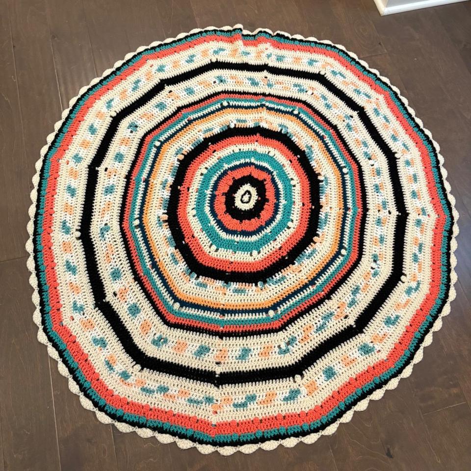 Handmade Crochet Round Area Rug D3bd