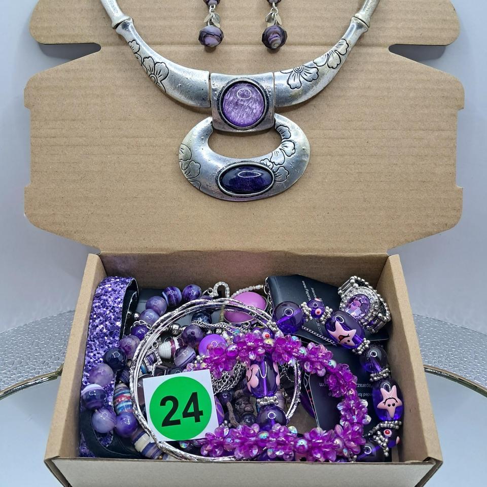 Purple Silver Statement Jewelry Bundle A43a 6