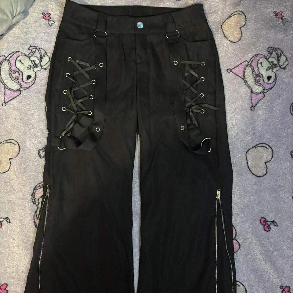 Black Gothic Flared Leg Pants 741e
