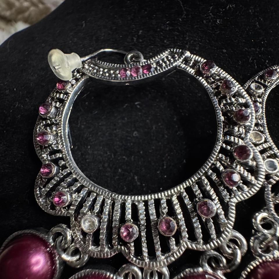 Silver And Pinkpurple Hoop Earrings Dd3a 2