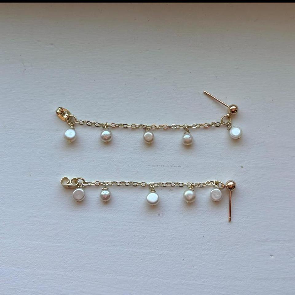 5 Pearl Chain Drop Earrings Cb89 3