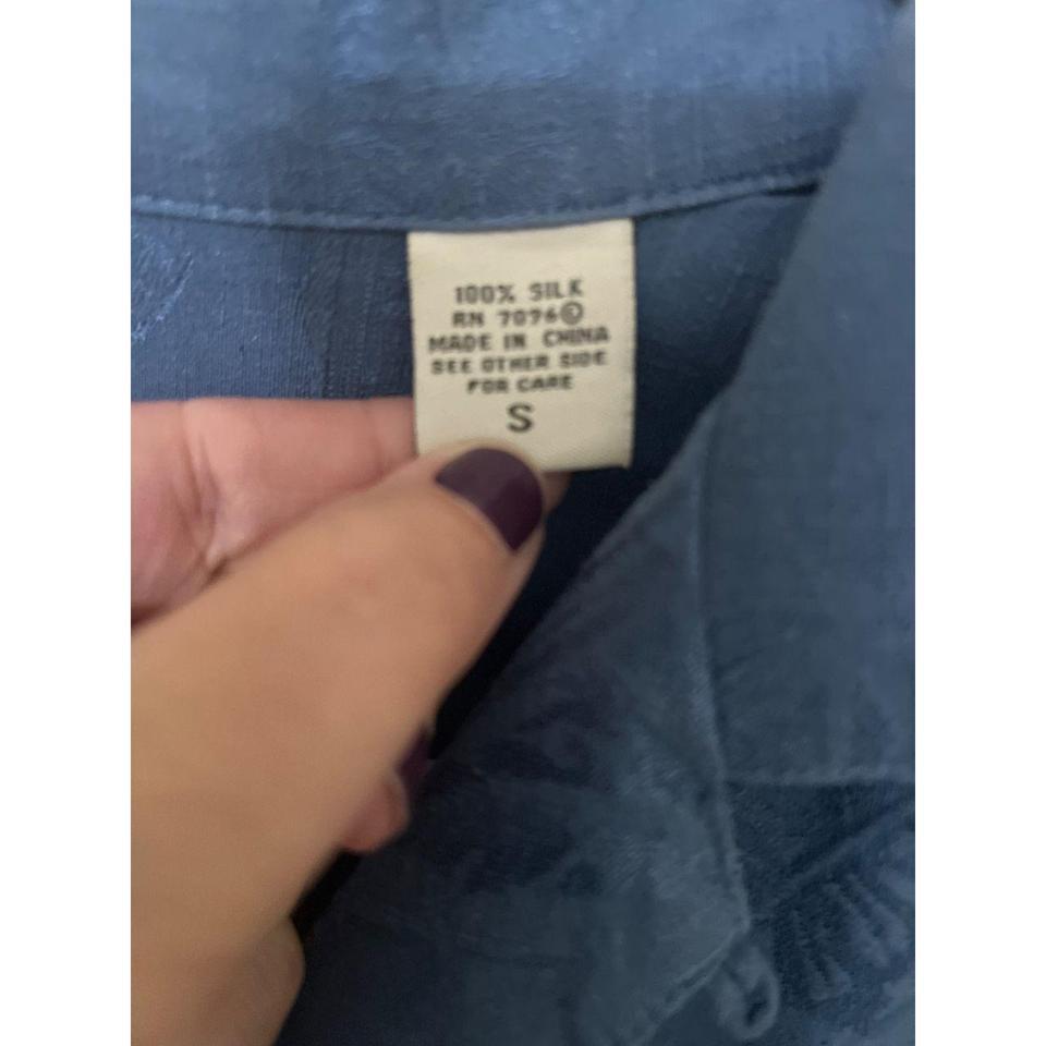 Vintage Blue Silk Camp Shirt 6