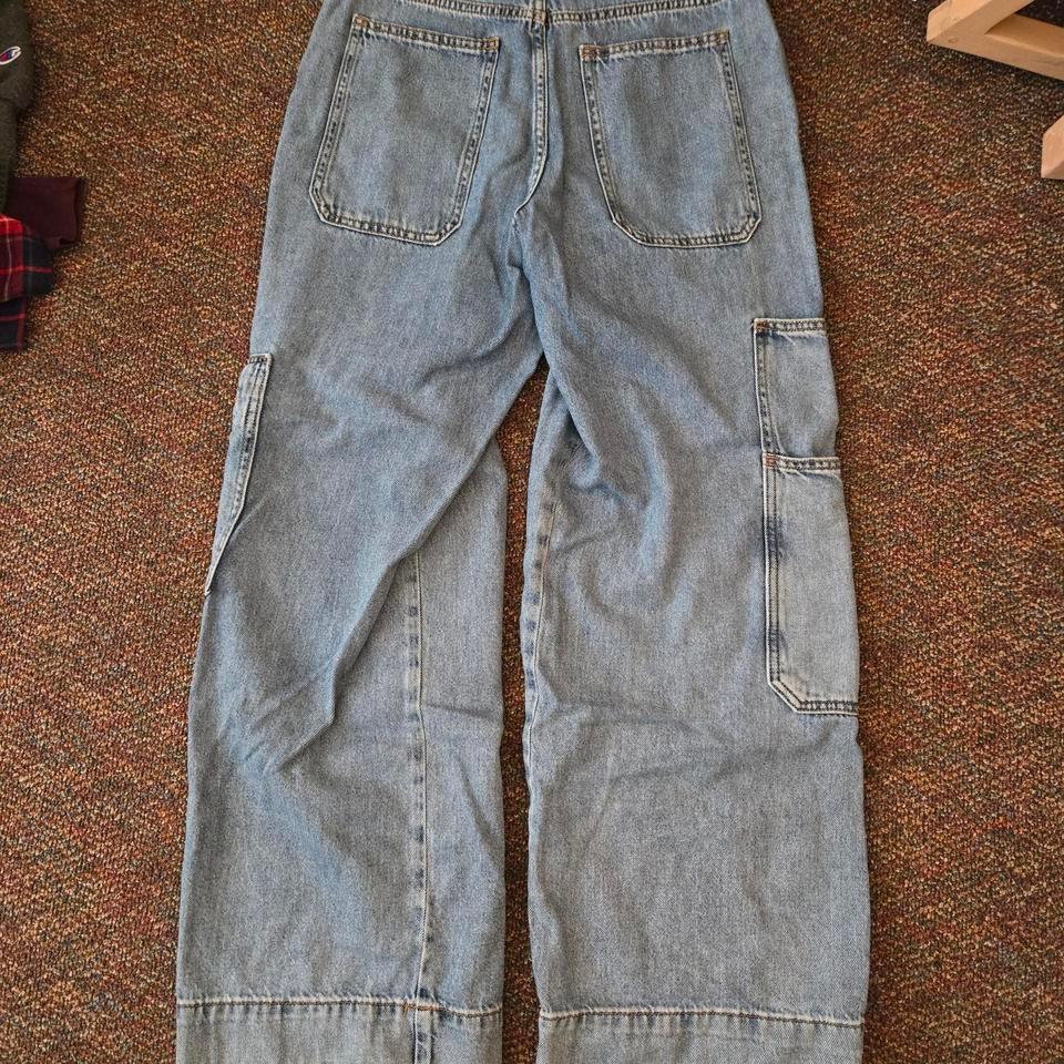 High Rise Blue Denim Cargo Pants 51f9 7