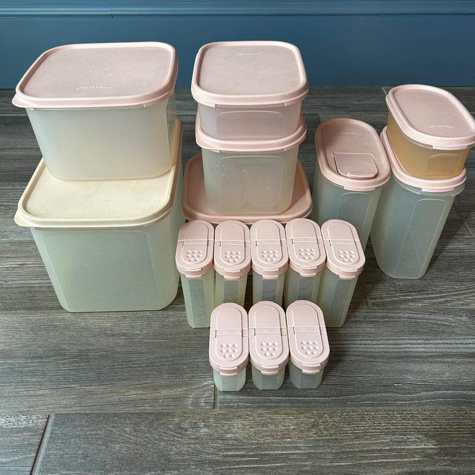 Vtg Pink Tupperware Modular Containers