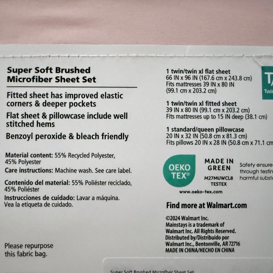 Walmart Mainstays Twin Xl Sheet 310a 3