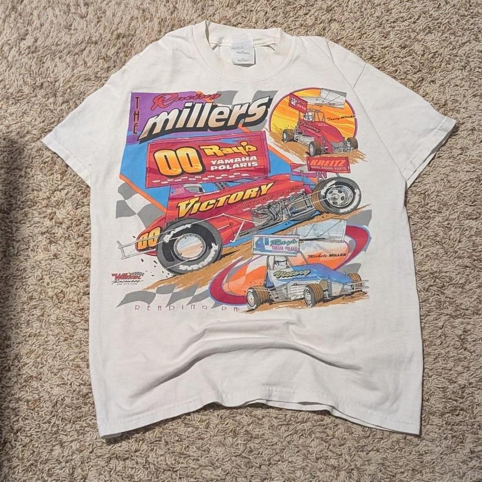 2000s Gildan White Vintage Racing 66ef