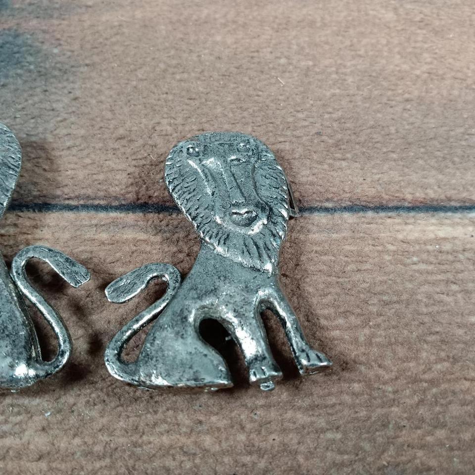 Vnt Silver Tone Lion Figurines 573b 3