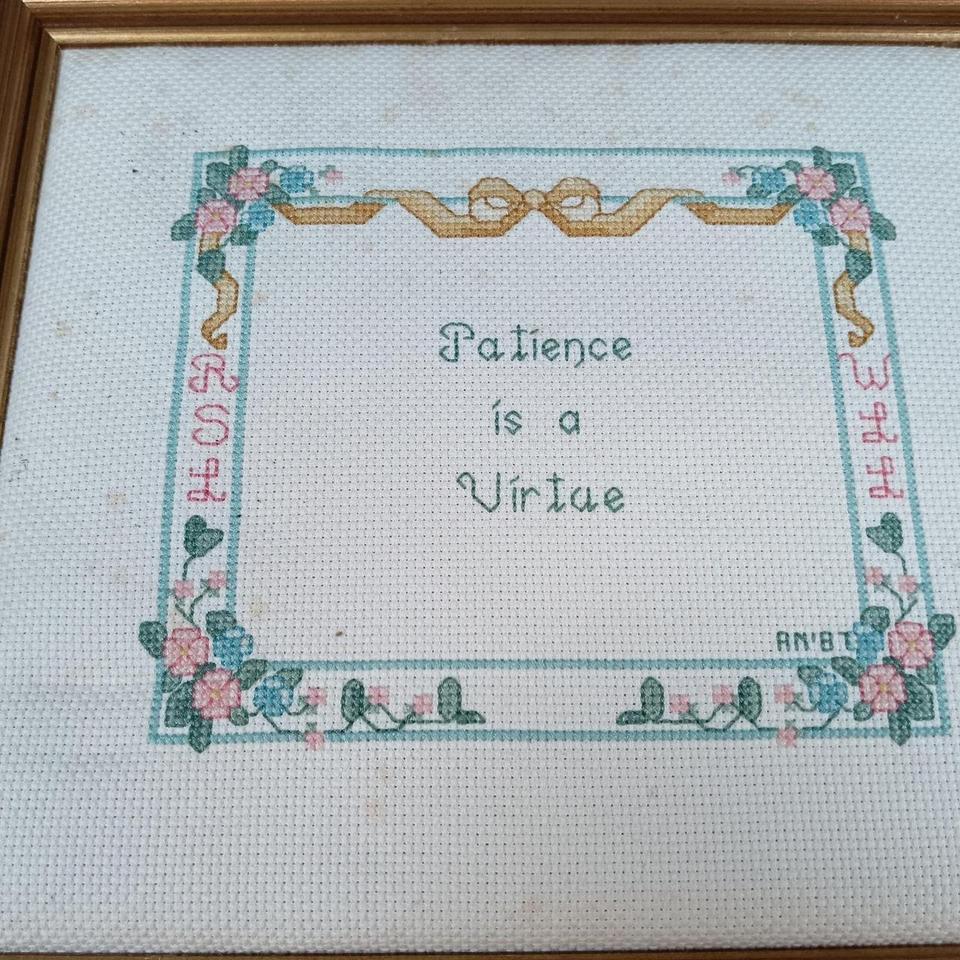 Vintage Framed Cross Stitch Patience 8b98 2