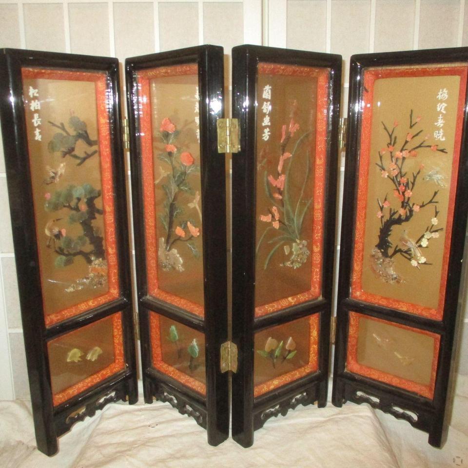 Stunning Oriental Screen With Shadowbox