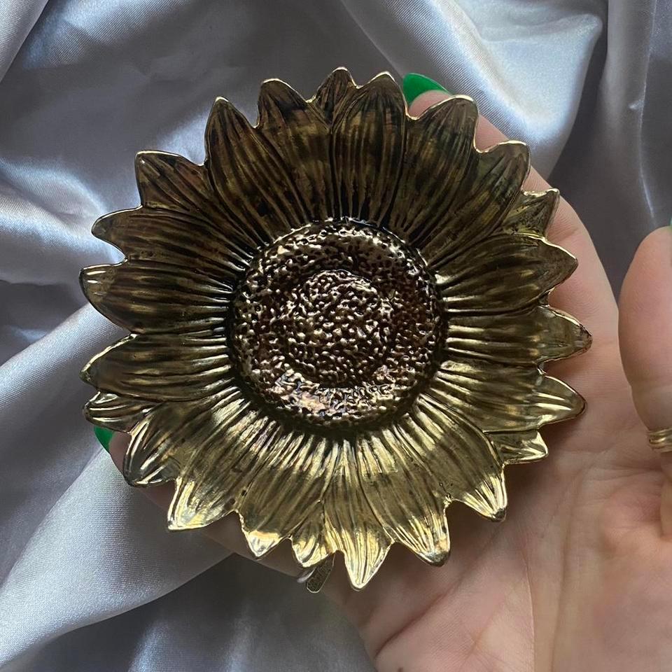 Vintage Brass Sunflower Dish 4