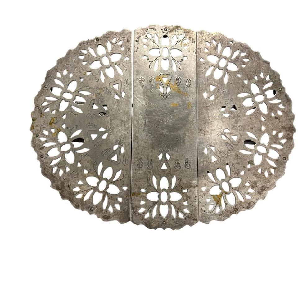 Vintage Ornate Silver Metal Foldable F4d7