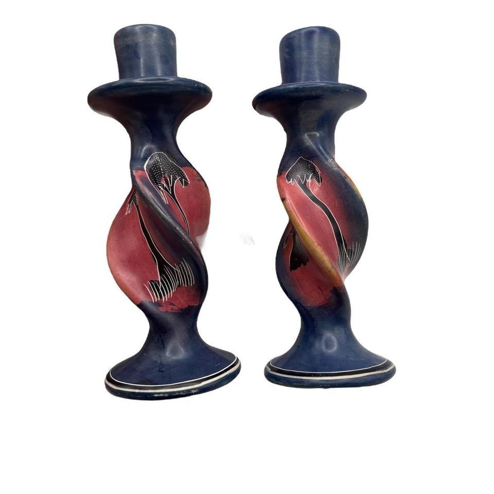 Vintage African Soapstone Candlestick Holders Cf33 2