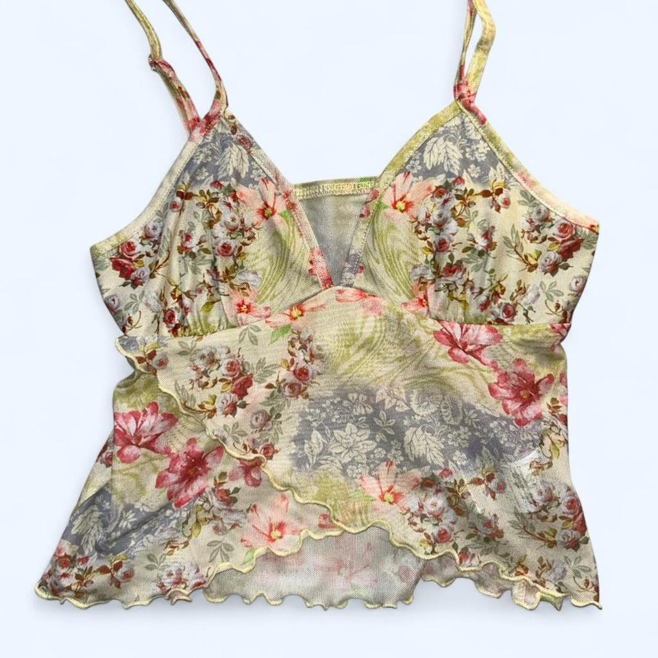 Floral Mesh Cami Top With A09b