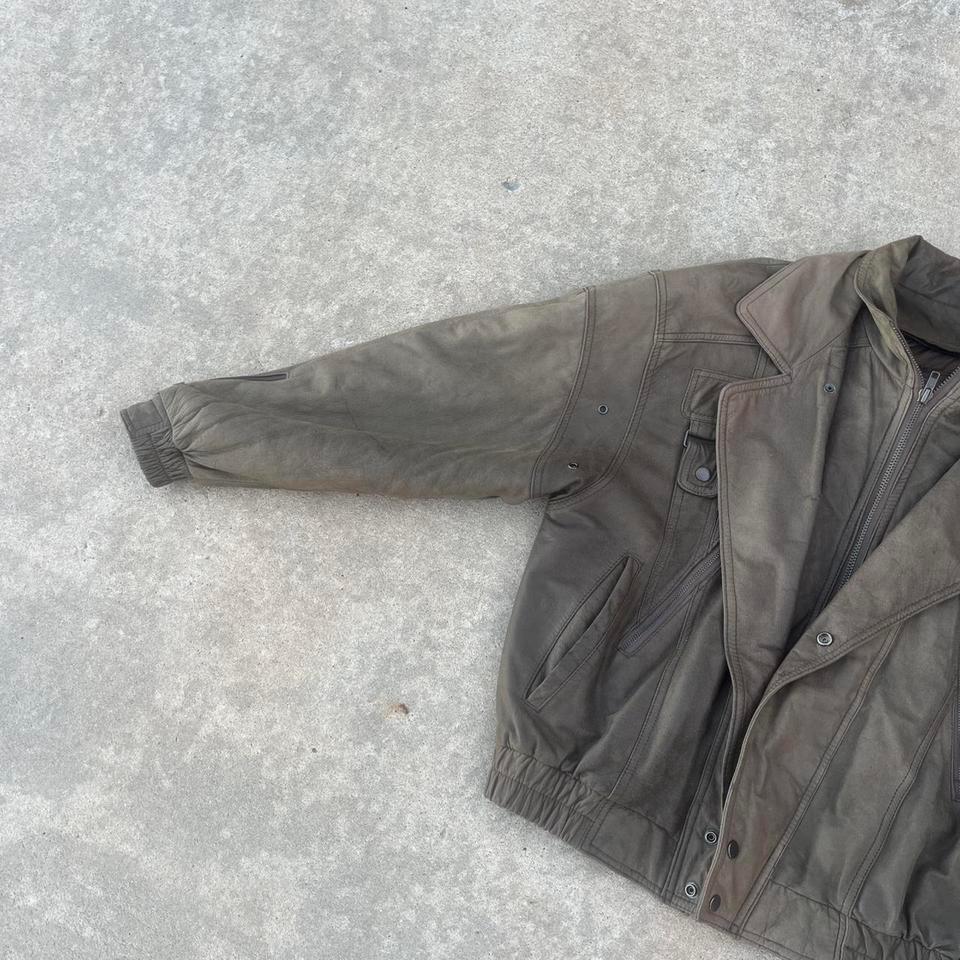 80s Leather Bomber Jacket Size 718c 3