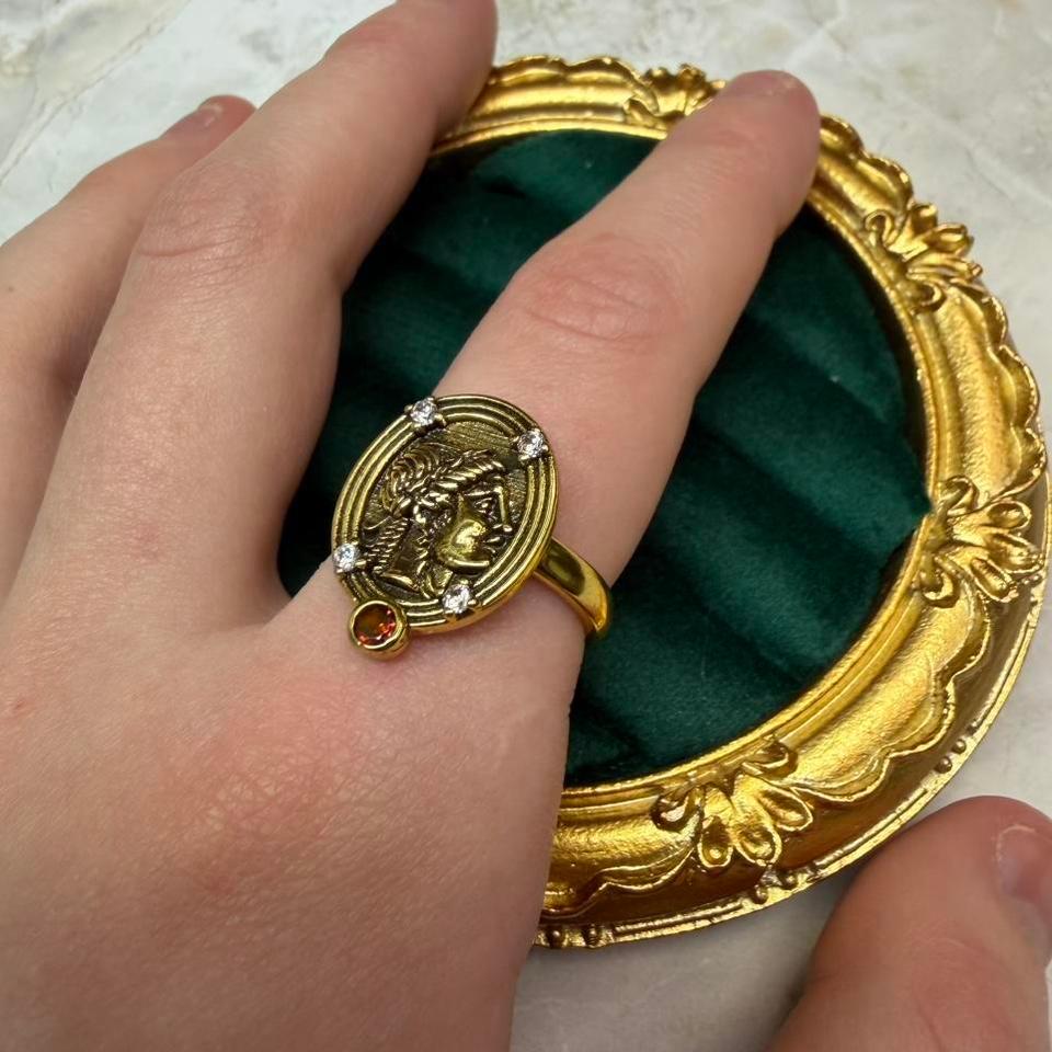 Vintage Inspired Gold Roman Coin 28f4