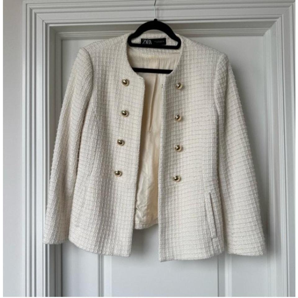 Womens White Collarless Zara Military A5a0 6