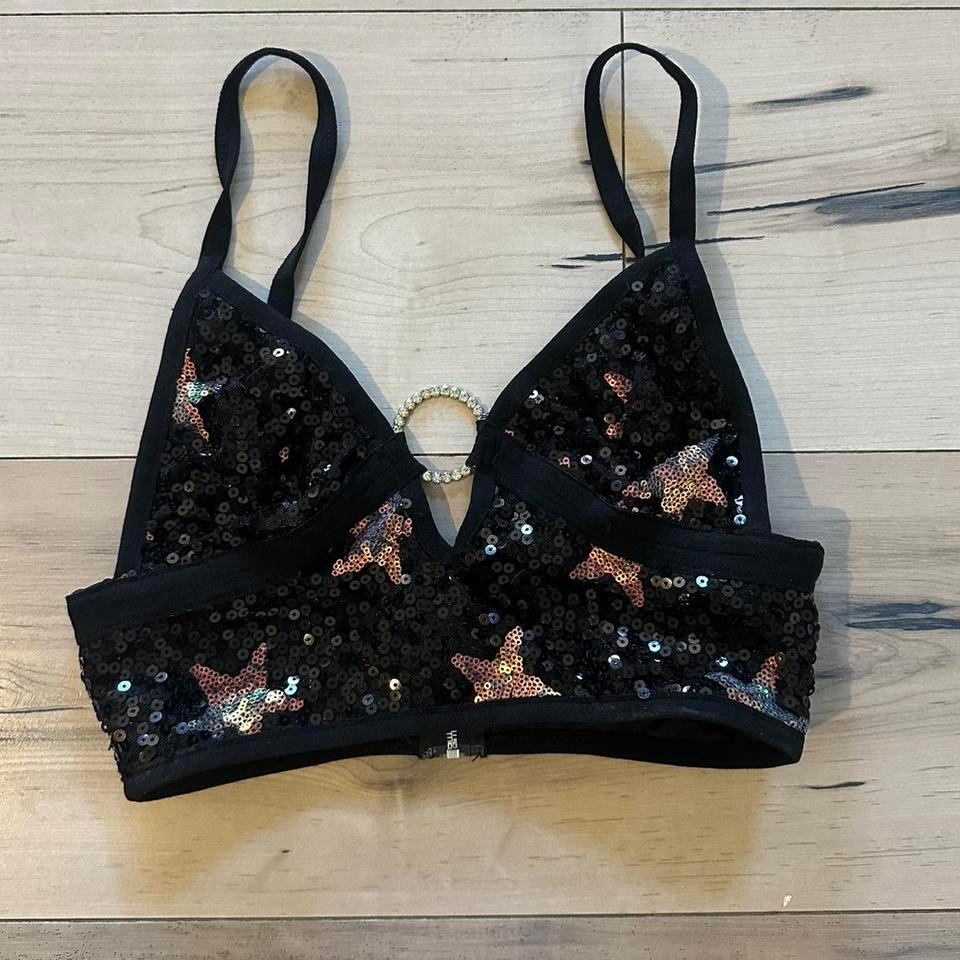 Shein Black Sequin Bralette With 5564