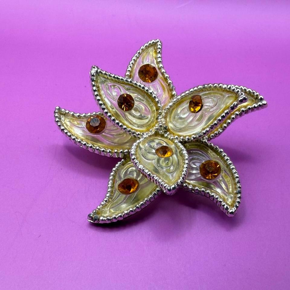Vintage Translucent And Orange Rhinestone Dd72 3