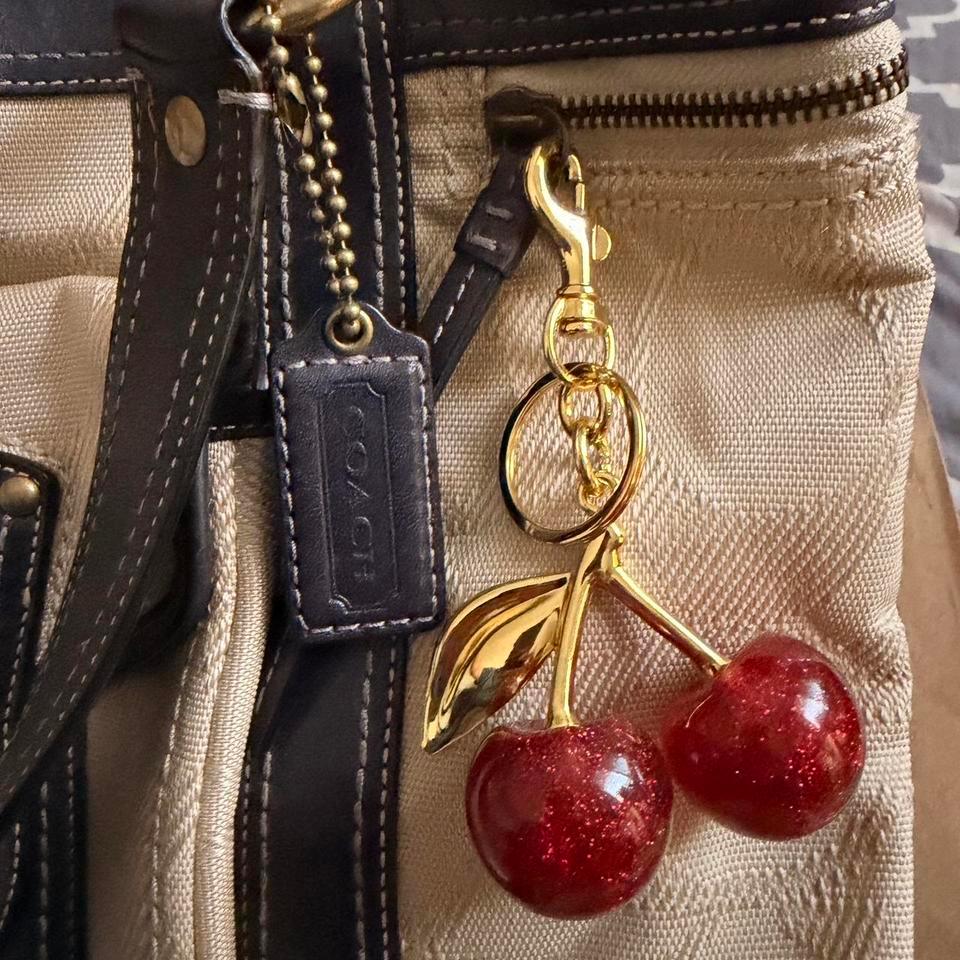 Cherry Keychain With Glittery Red 79a6