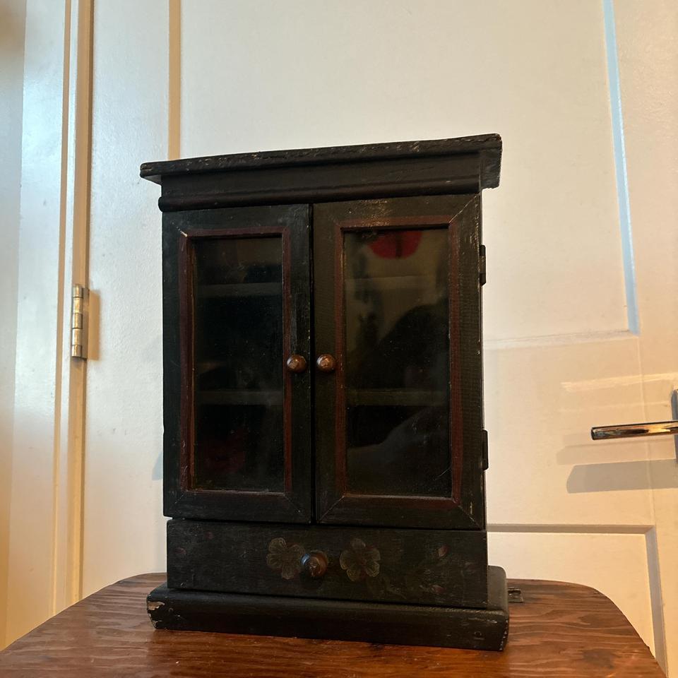 Antique Wooden Curio Cabinet With