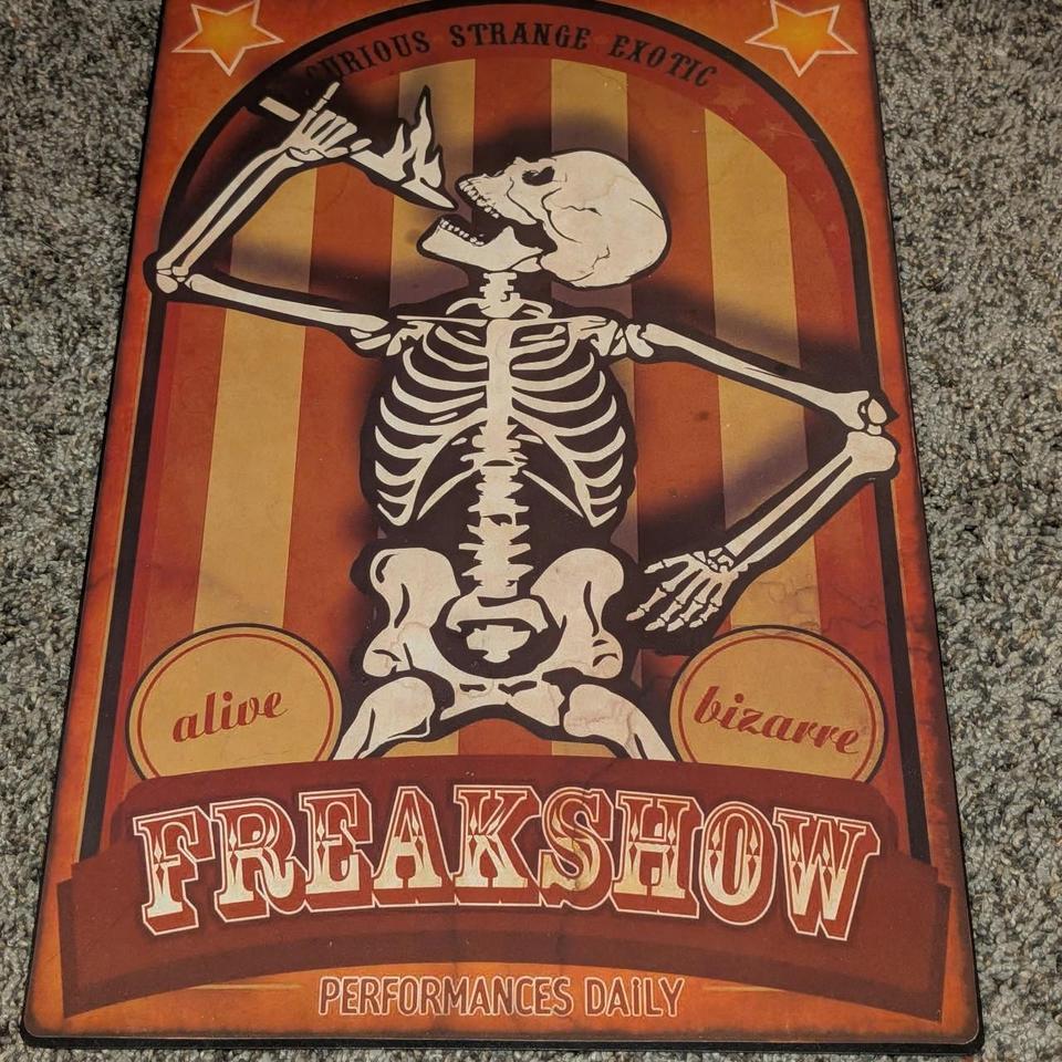 Freakshow Skeleton Metal Sign Carnival 92e7