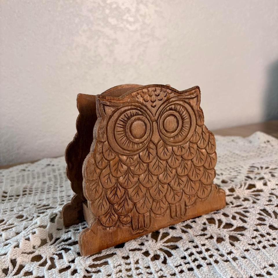 Vintage Mcm Wooden Owl 1377
