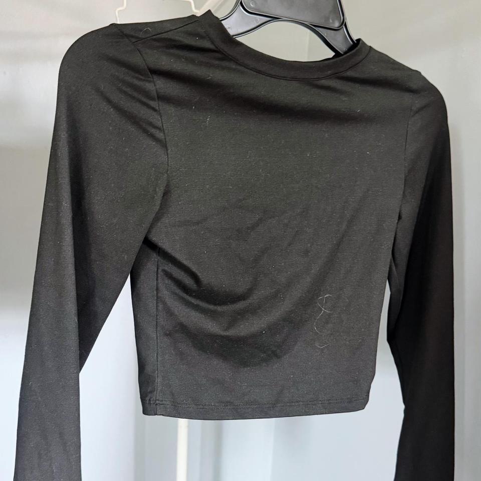 Black Long Sleeve Crop Top 45be