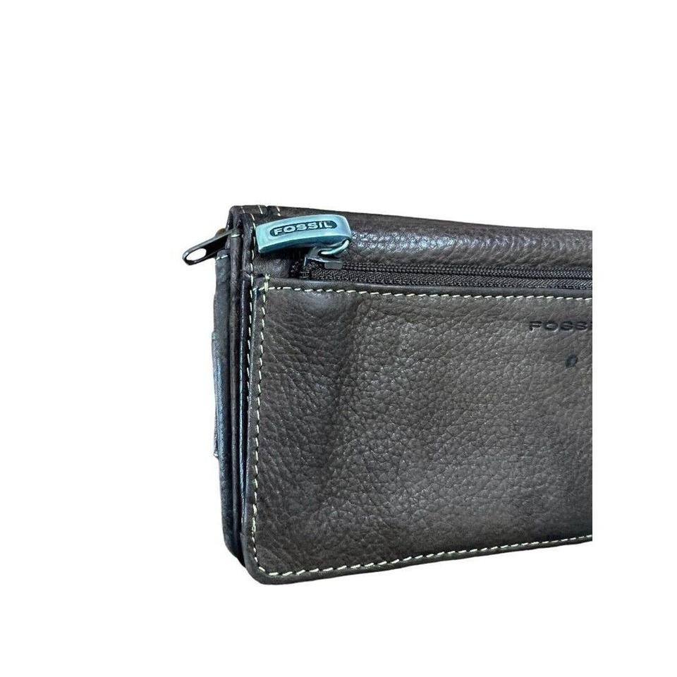 Fossil Brown Pebbled Leather Wallet 6