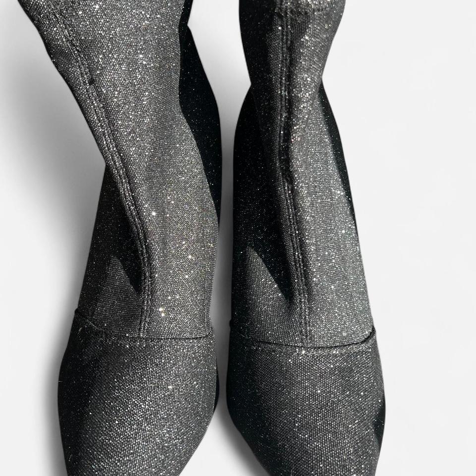 Black Glitter Ankle Sock Boots 2