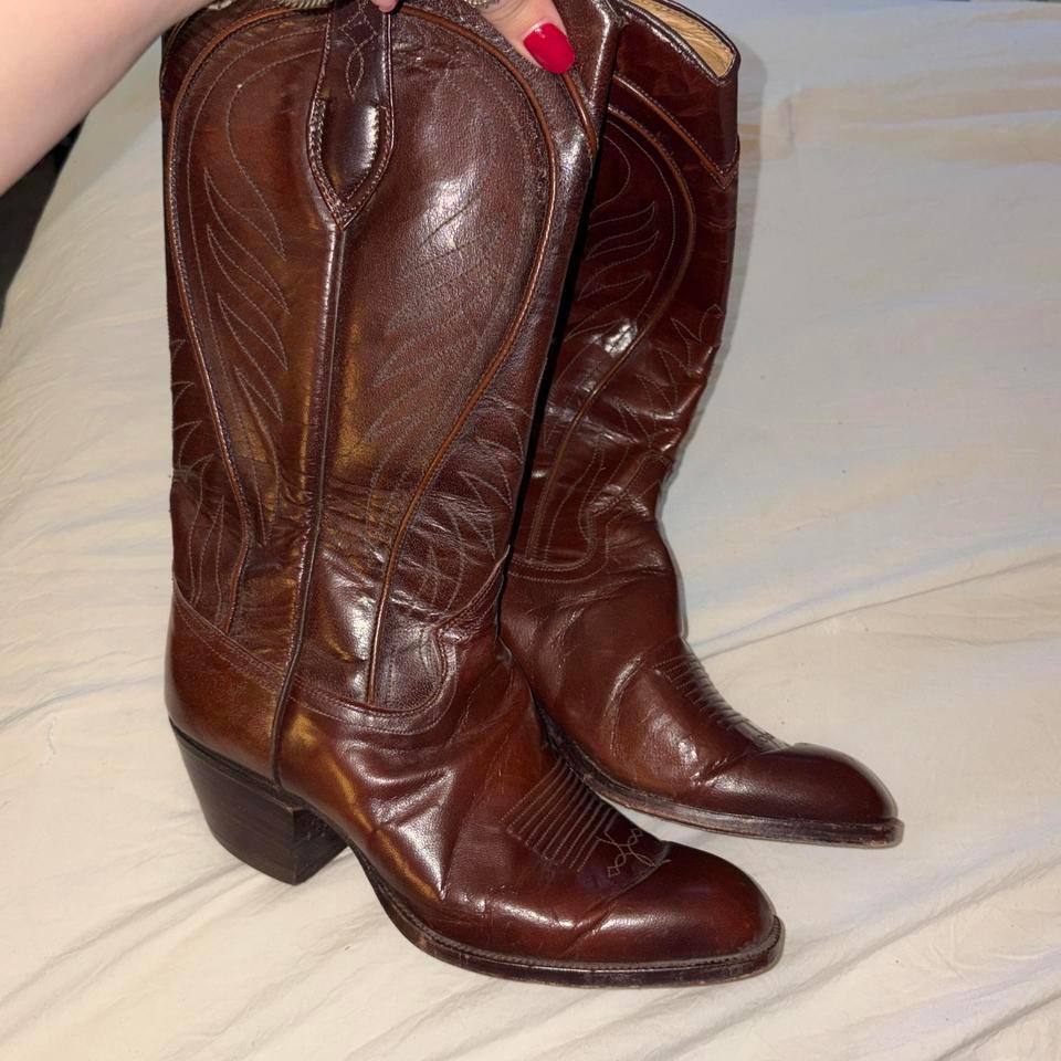 Brown Leather Cowboy Boots With D5ac 3