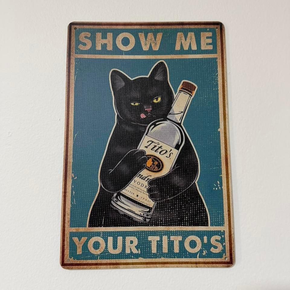 Cat With A Bottle Metal 82af