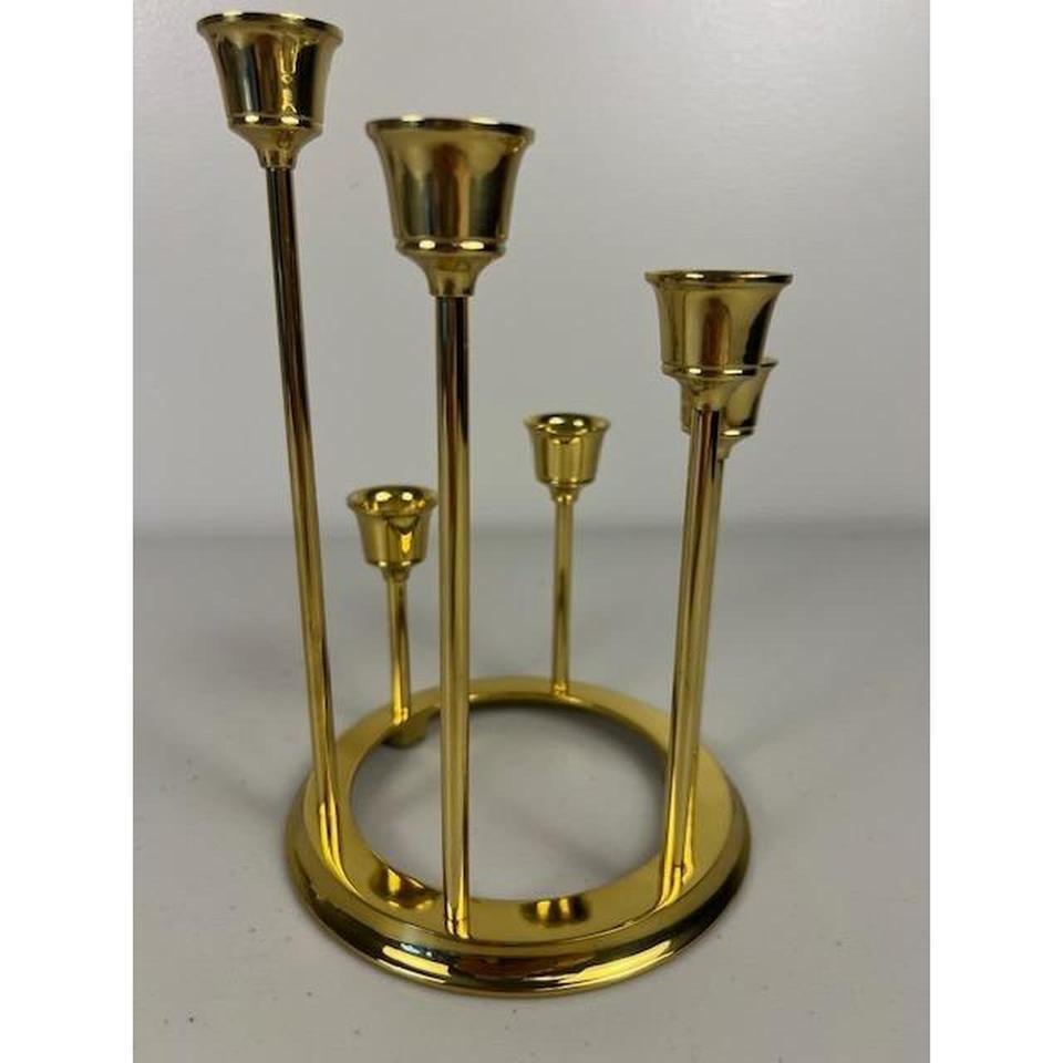 Brass Tiered 6 Cup Candelabra Circular F85f 4