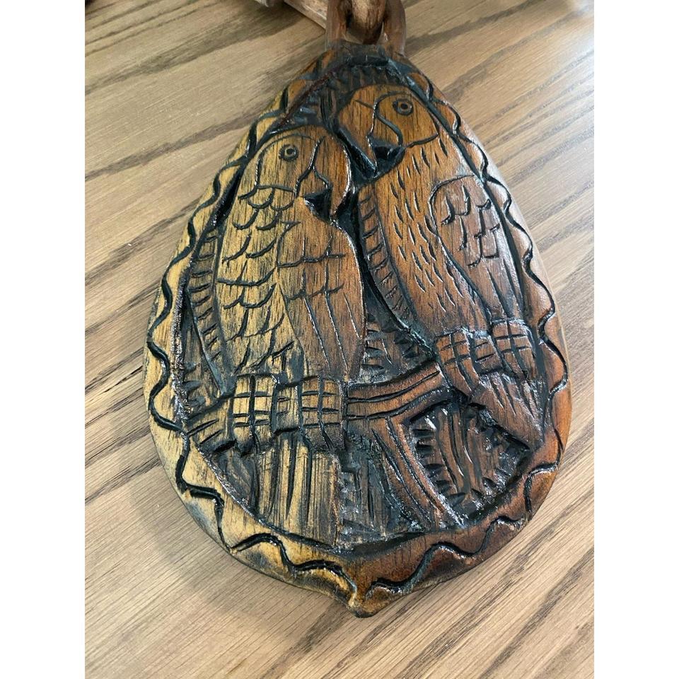 Vintage Hand Carved Wooden Parrot 2
