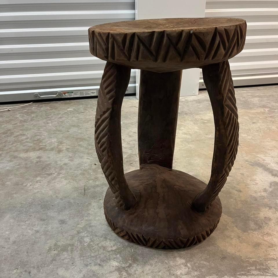 Vintage Hand Carved African Wooden Stool
