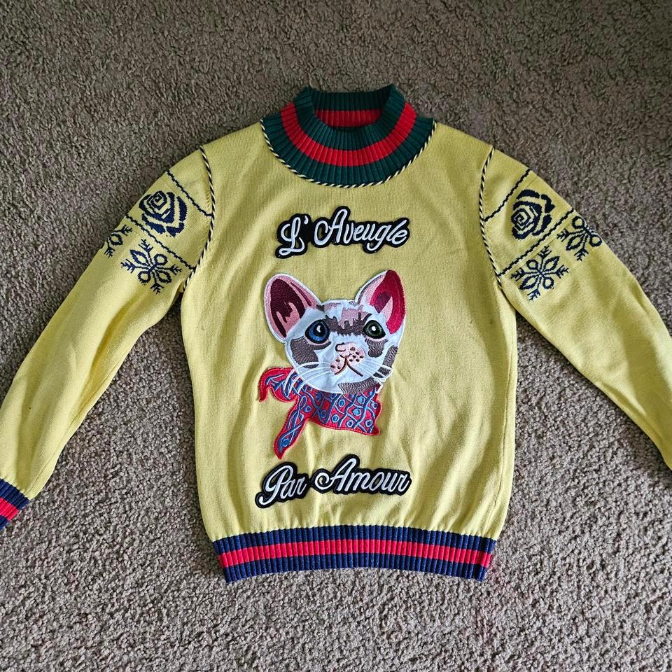 Yellow Red Embroidered Cat 5b73