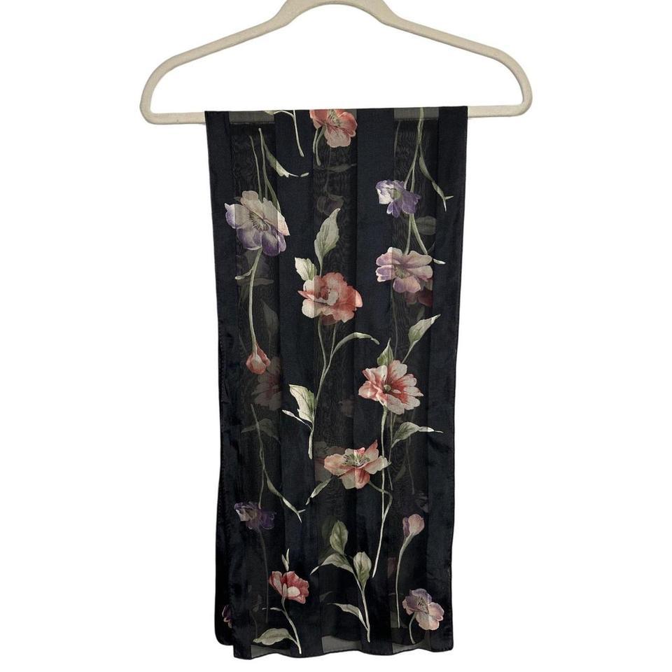 Echo Black Floral Sheer Scarf A200