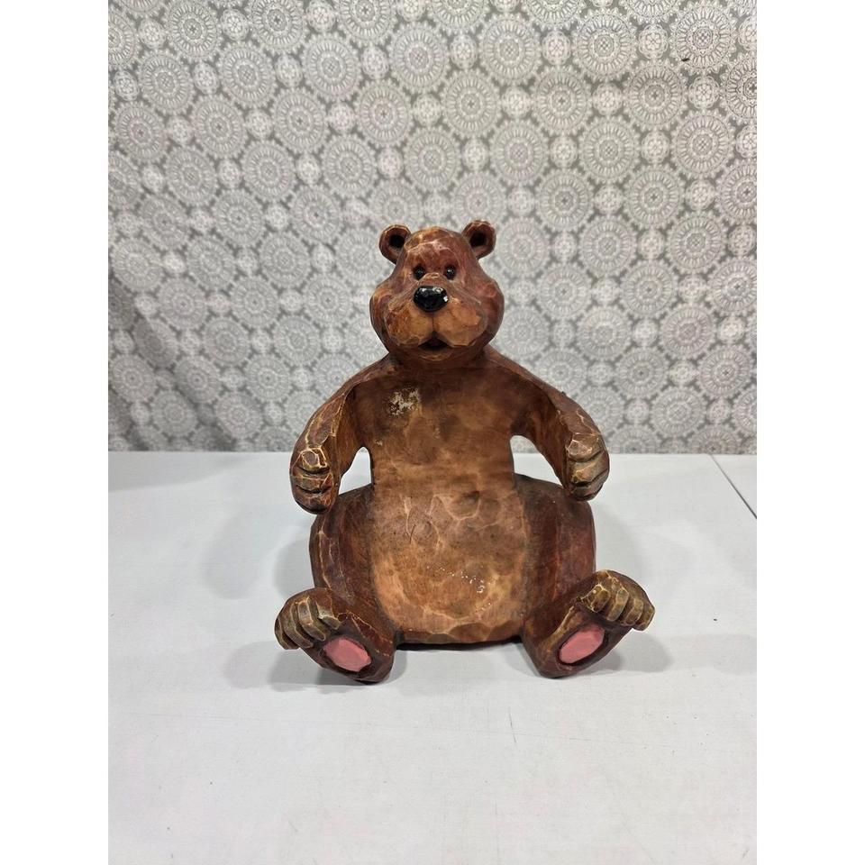 Rustic Hand Carved Wooden Bear Fb7a