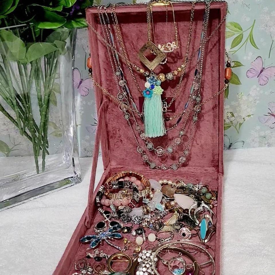 Pink Velvet Jewelry Box With 9273