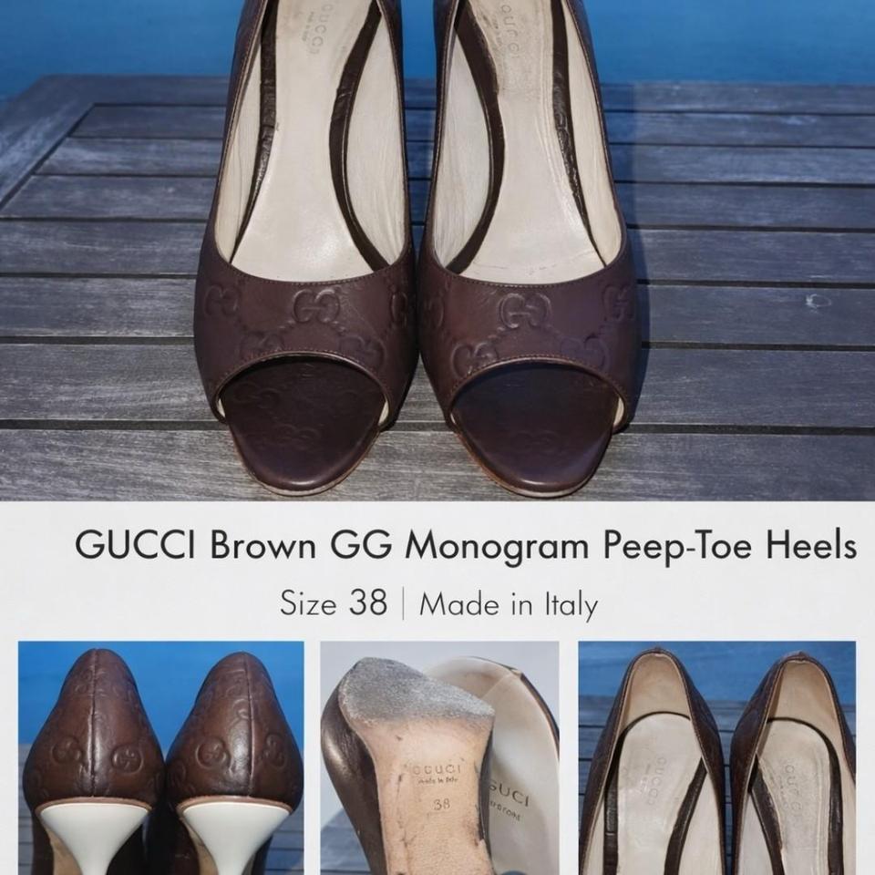 Gucci Guccissima Leather Peep Toe Pumps